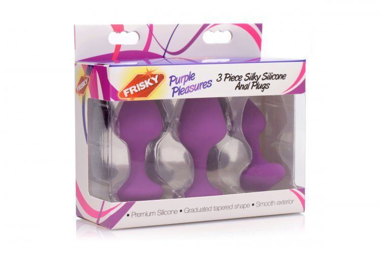 Purple Pleasures 3 Piece Silky Silicone Anal Plugs