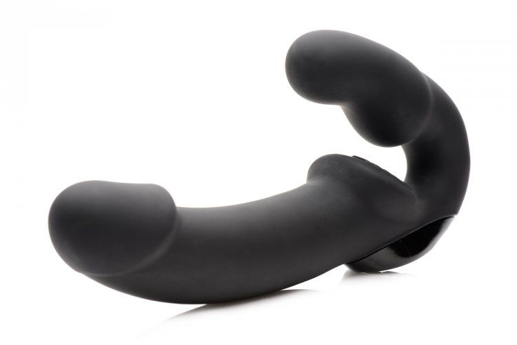 Urge-Black Vibrating Strapless Strap On w/ Remote Control