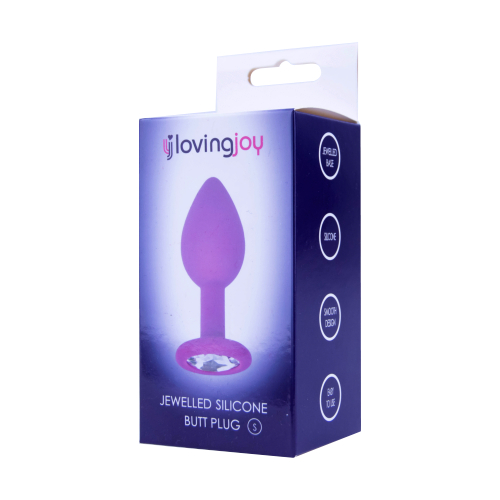 Loving Joy Jewelled Silicone Butt Plug Purple -Small