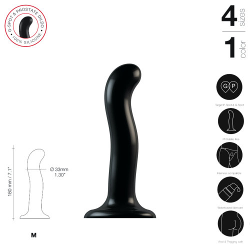 Strap-on-Me P&amp;G Spot Dildo Medium Black