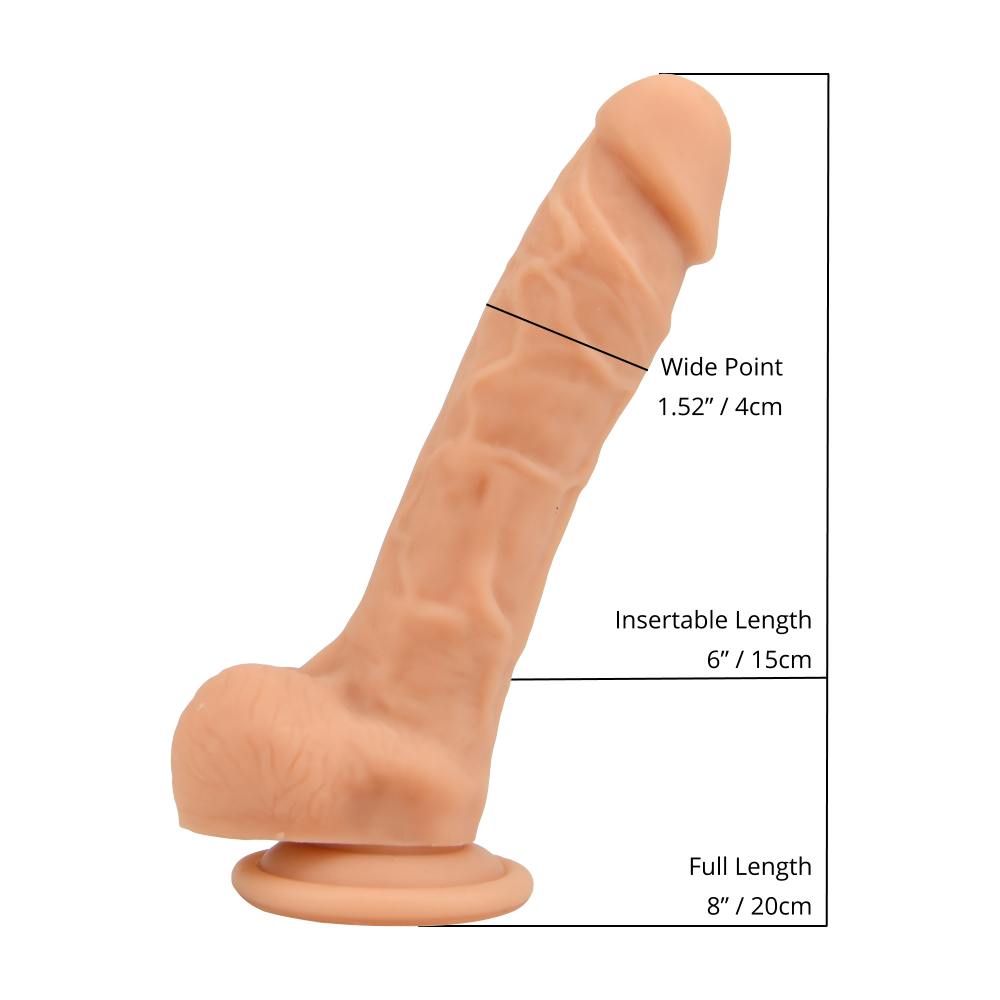 Loving Joy 8 Inch Realistic Silicone Dildo with Suction Cup and Balls Vanilla