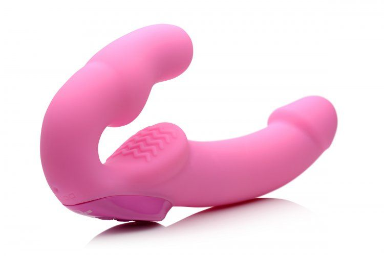 Urge-Pink Vibrating Strapless Strap On w/ Remote Control