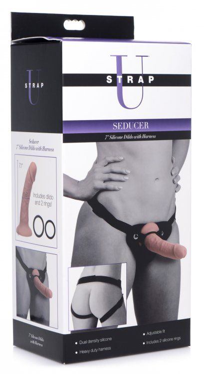 Seducer 7 Silicone Dildo with Harness"