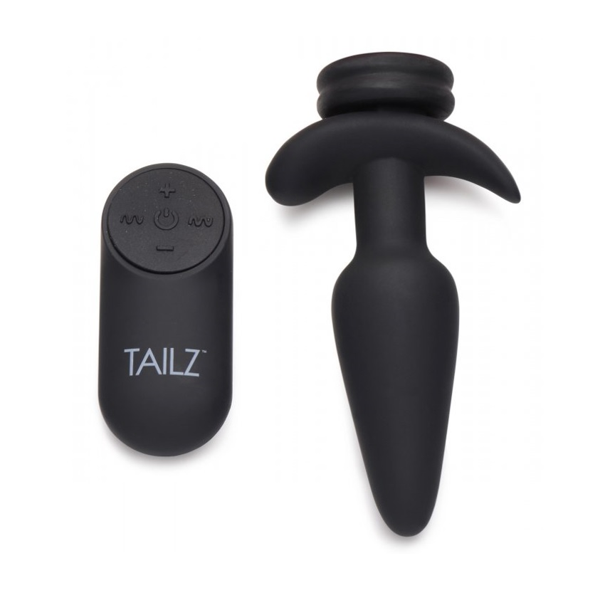 Tailz Interchangeable 10X Vibrating Small Silicone Anal Plug With Remote