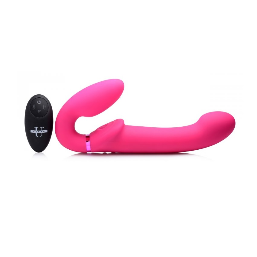 Strap U 10X Ergo-Fit G-Pulse Inflatable &amp; Vibrating Strapless Strap-On Pink