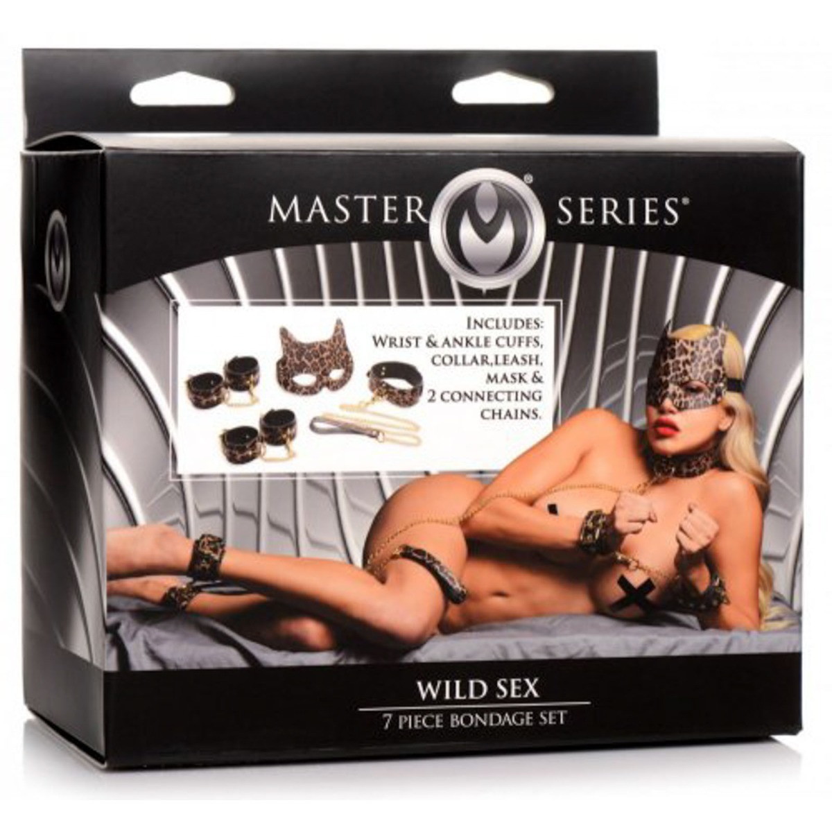 Master Series Wild Sex 7 Piece Bondage Set Leopard Print