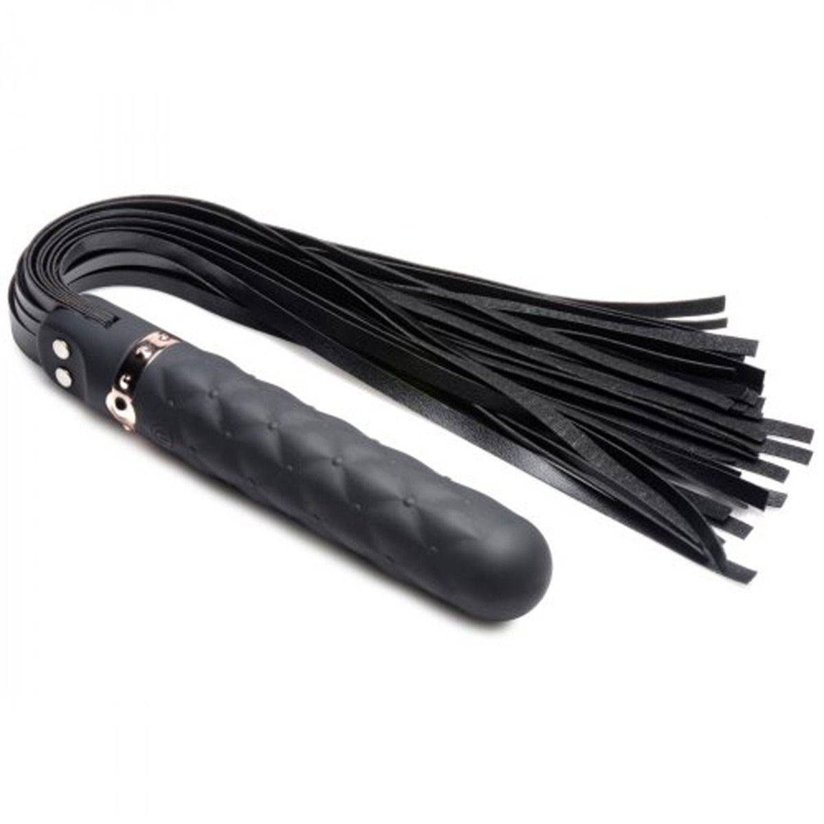 Master Series Vibra-Lasher 9X Black Vibrating Silicone Dildo Flogger