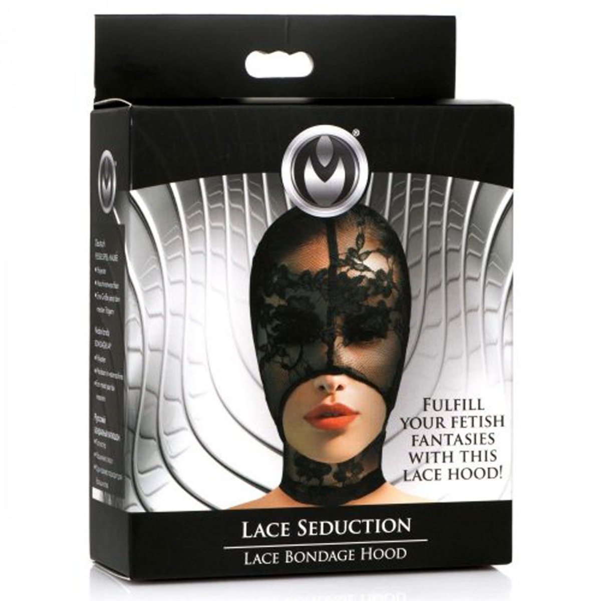 Master Series Lace Seduction Black Lace Bondage Hood