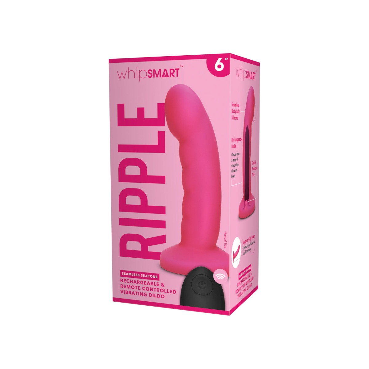 Whipsmart 6 inch Curved Ripple Remote control Dildo - Hot Pink