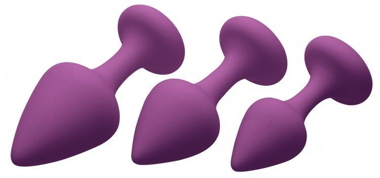 Purple Pleasures 3 Piece Silky Silicone Anal Plugs