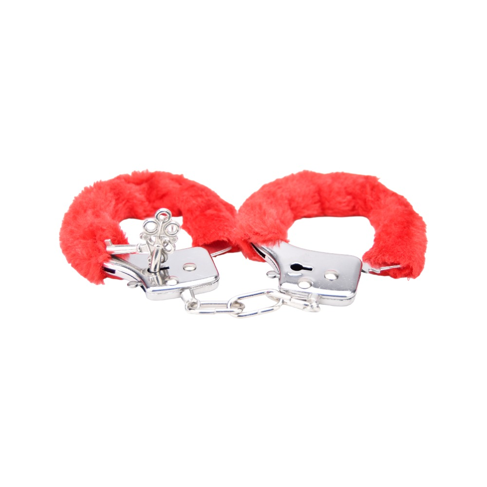 Bound to Play. Heavy Duty Furry Handcuffs Red