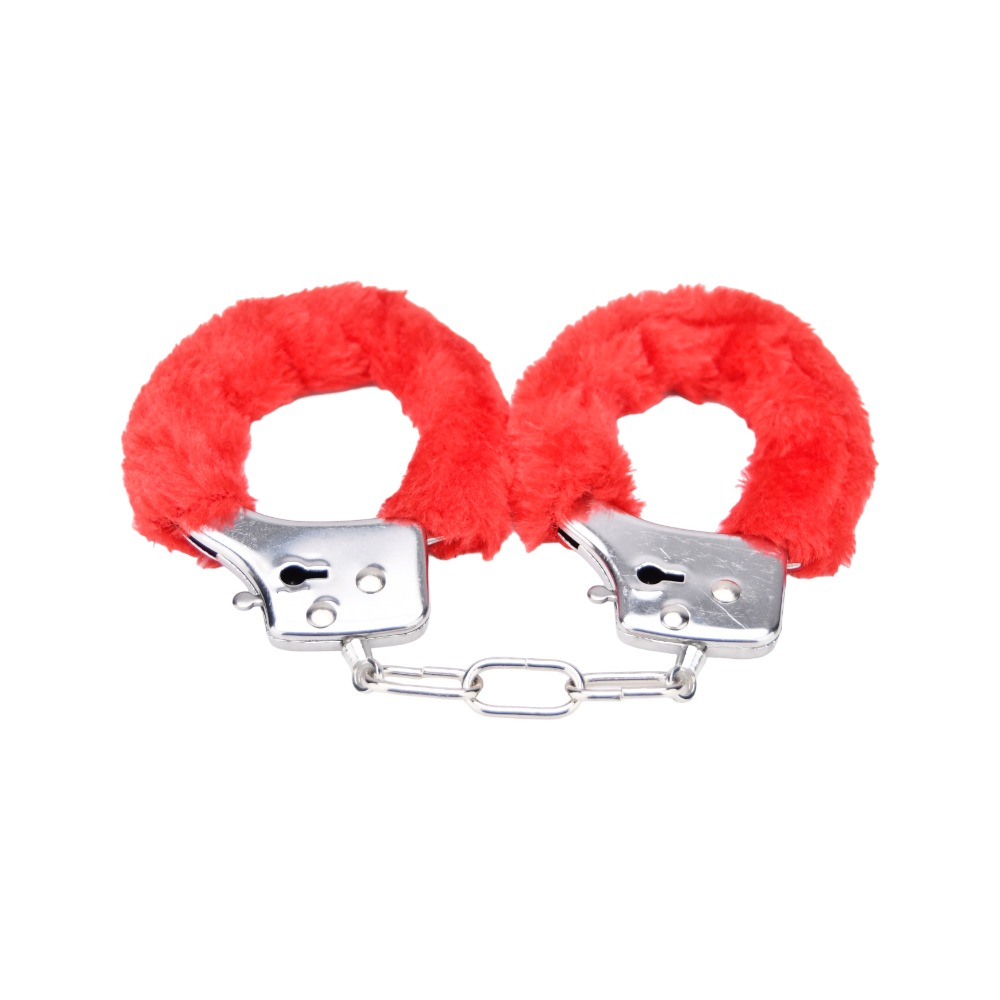 Bound to Play. Heavy Duty Furry Handcuffs Red