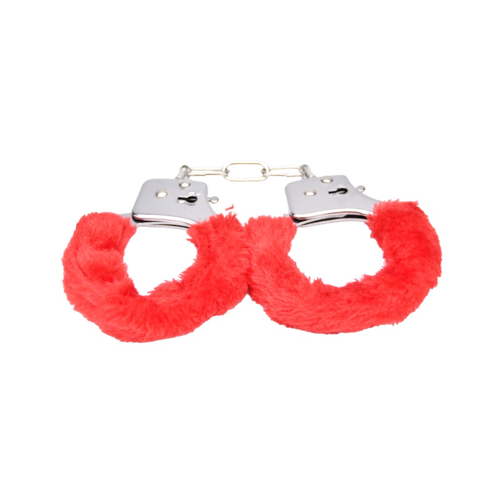 Bound to Play. Heavy Duty Furry Handcuffs Red