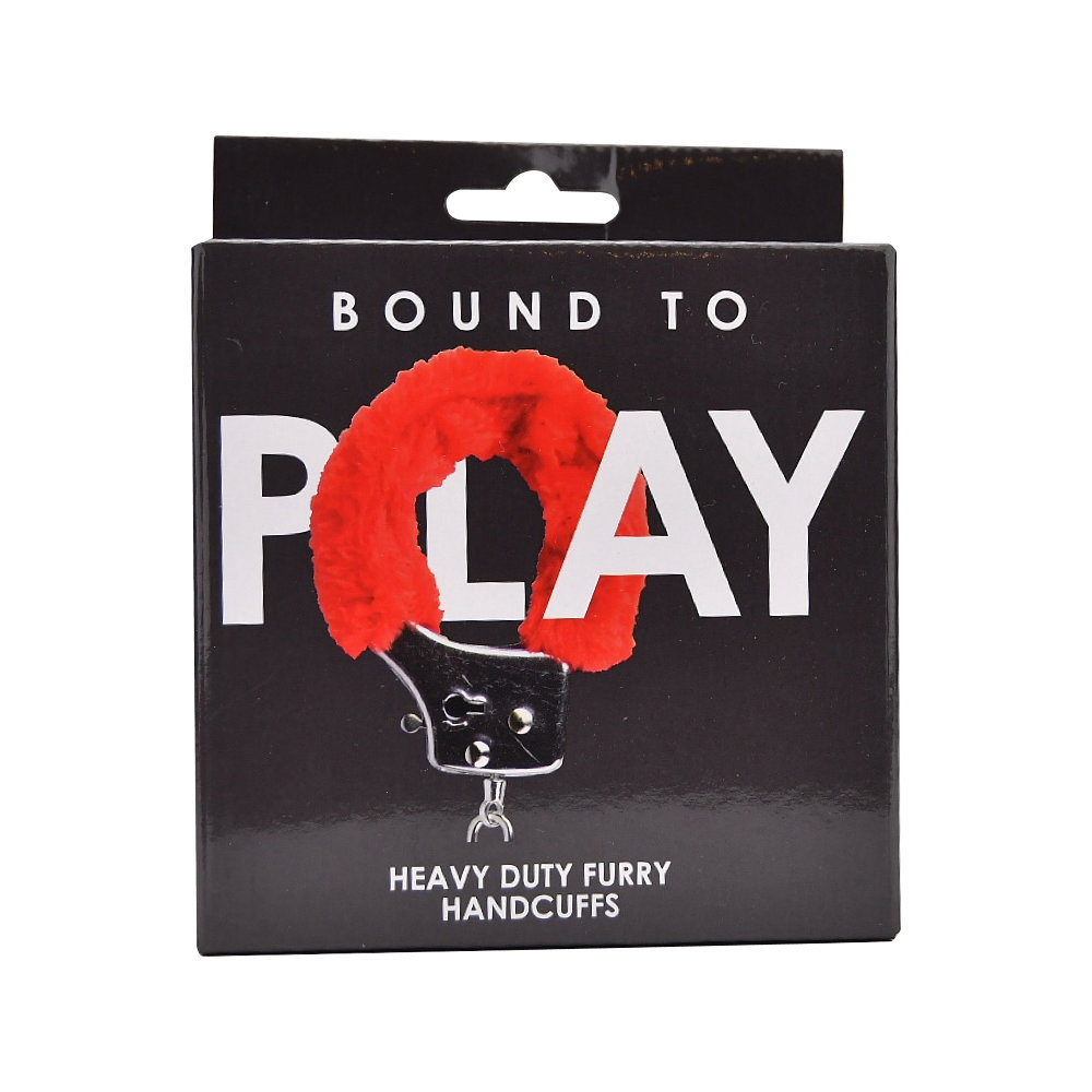 Bound to Play. Heavy Duty Furry Handcuffs Red