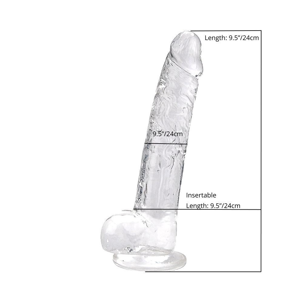 Loving Joy 9 Inch Dildo with Balls Clear