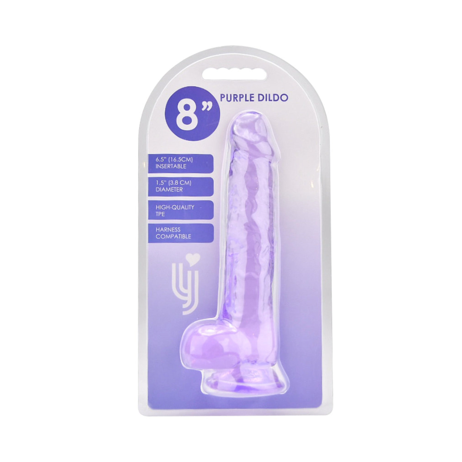 Loving Joy 8 Inch Dildo with Balls Purple