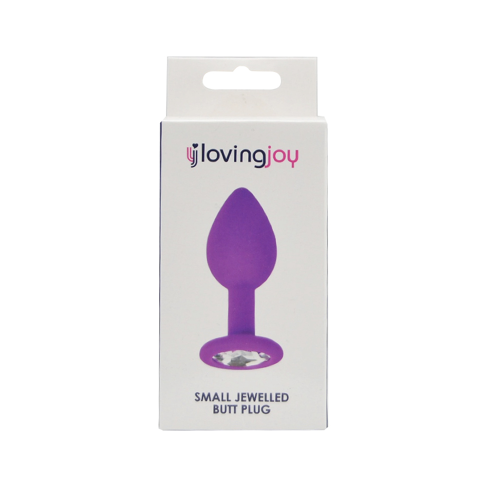 Loving Joy Jewelled Silicone Butt Plug Purple -Small