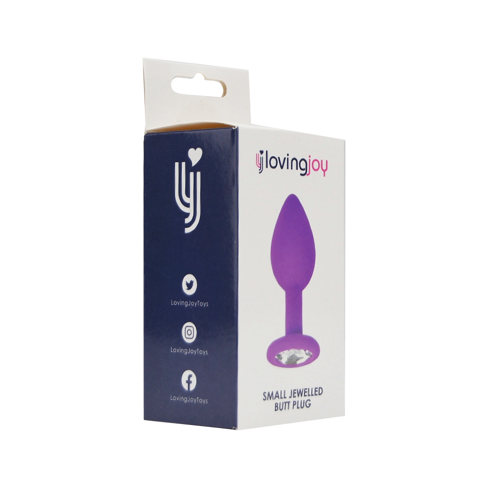 Loving Joy Jewelled Silicone Butt Plug Purple -Small